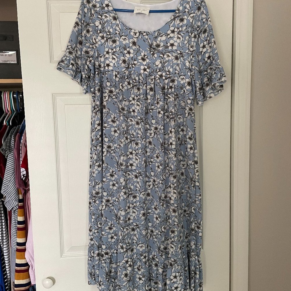Light Blue Floral Babydoll Dress